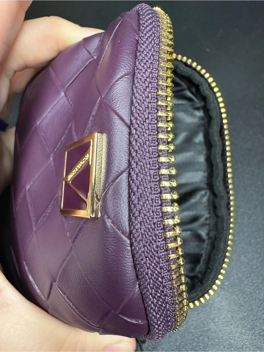 Victoria’s Secret Plum Purple Quilted Zip Pouch Keychain Coin Purse NWT - Picture 3 of 8